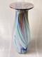 Vintage 18 Hand Blown Art Glass Vase Rainbow Swirl Murano Style 1970s