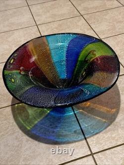 Vintage 18 Hand Blown Boho Italian Art Glass Bowl