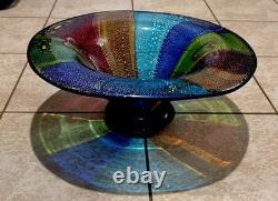 Vintage 18 Hand Blown Boho Italian Art Glass Bowl