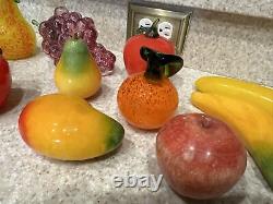 Vintage 18 Piece Murano Style Hand Blown Glass Fruits