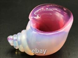 Vintage 1950's Murano Archimede Seguso blue pink opalescent glass conch seashell