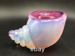 Vintage 1950's Murano Archimede Seguso blue pink opalescent glass conch seashell