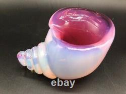 Vintage 1950's Murano Archimede Seguso blue pink opalescent glass conch seashell