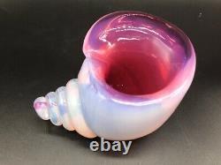 Vintage 1950's Murano Archimede Seguso blue pink opalescent glass conch seashell