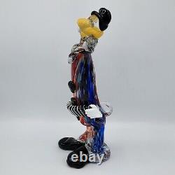 Vintage 1950's Murano Hand Blown Glass Clown With Hat Red Blue Rare