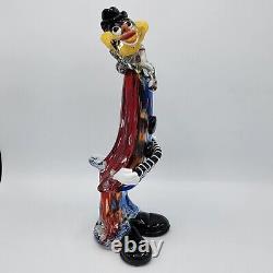 Vintage 1950's Murano Hand Blown Glass Clown With Hat Red Blue Rare
