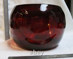 Vintage 1960 Murano of Italy Hand Blown Art Glass Bowl Deep Red to Clear Large