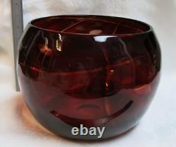 Vintage 1960 Murano of Italy Hand Blown Art Glass Bowl Deep Red to Clear Large