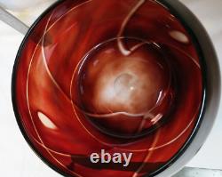 Vintage 1960 Murano of Italy Hand Blown Art Glass Bowl Deep Red to Clear Large