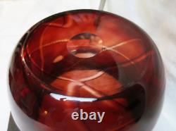 Vintage 1960 Murano of Italy Hand Blown Art Glass Bowl Deep Red to Clear Large