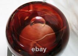 Vintage 1960 Murano of Italy Hand Blown Art Glass Bowl Deep Red to Clear Large