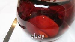 Vintage 1960 Murano of Italy Hand Blown Art Glass Bowl Deep Red to Clear Large