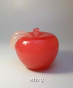 Vintage 1960s Archimede Seguso Opalescent Pink Opal Glass Art Apple Figurine