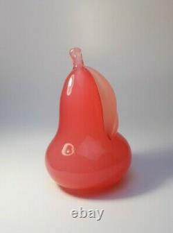 Vintage 1960s Archimede Seguso Opalescent Pink Opal Glass Art Pear Figurine