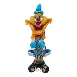 Vintage 1960s Murano Art Glass Clown with Accordion Hand Blown 9.5 Italy Sticker