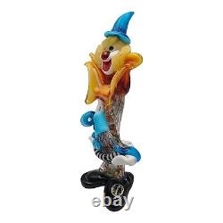 Vintage 1960s Murano Art Glass Clown with Accordion Hand Blown 9.5 Italy Sticker