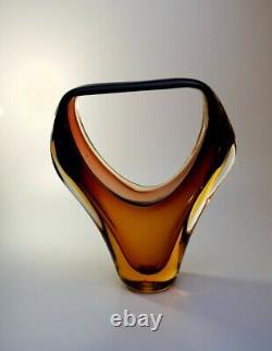 Vintage 1960s Murano Centrepiece Flower Bowl Basket Sommerso Glass Art Piece