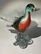 Vintage 1960s Murano Hand blown Venetian Glass Duck In Crimson Emerald And Gold