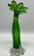 Vintage 1970's Murano Hand Blown Green Glass Gardenia Vase Italy