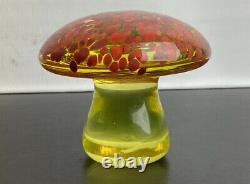 Vintage 1970s Murano Uranium Art Glass Mushroom Paperweight Rare
