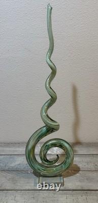 Vintage 21 Art Glass Murano Hand Blown Swirl Corkscrew Sculpture Glass Base