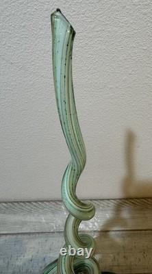 Vintage 21 Art Glass Murano Hand Blown Swirl Corkscrew Sculpture Glass Base