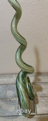 Vintage 21 Art Glass Murano Hand Blown Swirl Corkscrew Sculpture Glass Base