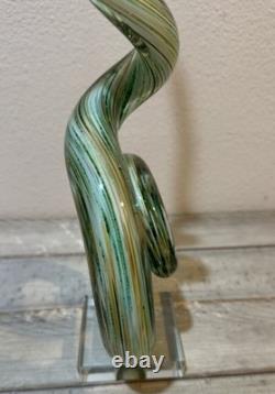Vintage 21 Art Glass Murano Hand Blown Swirl Corkscrew Sculpture Glass Base