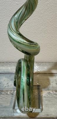 Vintage 21 Art Glass Murano Hand Blown Swirl Corkscrew Sculpture Glass Base