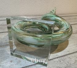 Vintage 21 Art Glass Murano Hand Blown Swirl Corkscrew Sculpture Glass Base