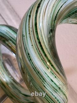 Vintage 21 Art Glass Murano Hand Blown Swirl Corkscrew Sculpture Glass Base