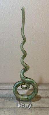 Vintage 21 Art Glass Murano Hand Blown Swirl Corkscrew Sculpture Glass Base