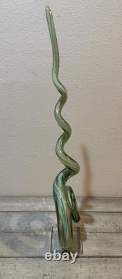 Vintage 21 Art Glass Murano Hand Blown Swirl Corkscrew Sculpture Glass Base
