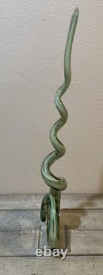Vintage 21 Art Glass Murano Hand Blown Swirl Corkscrew Sculpture Glass Base