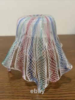 Vintage 4.5 Hand Blown Murano Venini Style Italian Art Glass Handkerchief Vase