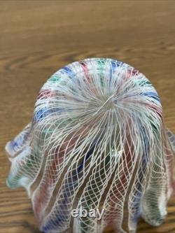 Vintage 4.5 Hand Blown Murano Venini Style Italian Art Glass Handkerchief Vase