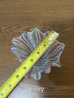 Vintage 4.5 Hand Blown Murano Venini Style Italian Art Glass Handkerchief Vase
