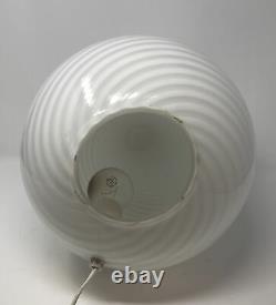 Vintage 60s-70s Vetri/ Maestri Murano White Swirl 16 Italian Glass Egg Lamp AL