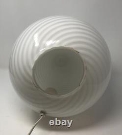 Vintage 60s-70s Vetri/ Maestri Murano White Swirl 16 Italian Glass Egg Lamp AL