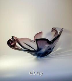 Vintage 60s Murano Centrepiece Flower Bowl Multicolour Sommerso Glass Art Piece