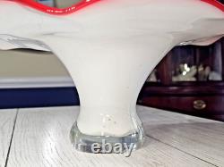 Vintage 60s Murano Hand Blown Glass Art Large Footed Centerpiece Bowl WOW PIECE