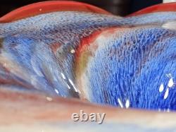 Vintage 60s Murano Hand Blown Glass Art Large Footed Centerpiece Bowl WOW PIECE