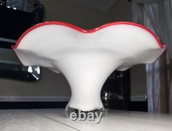 Vintage 60s Murano Hand Blown Glass Art Large Footed Centerpiece Bowl WOW PIECE