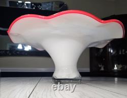 Vintage 60s Murano Hand Blown Glass Art Large Footed Centerpiece Bowl WOW PIECE