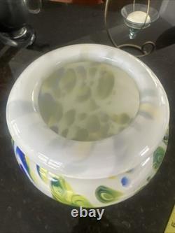 Vintage 9 Hand Blown Multi Color MURANO Style Glass Vase Heavy