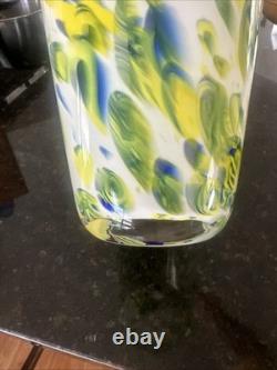 Vintage 9 Hand Blown Multi Color MURANO Style Glass Vase Heavy