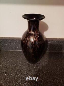 Vintage 9 Vincenzo Nason Black Copper Flecks Inclusions Murano Glass Vase