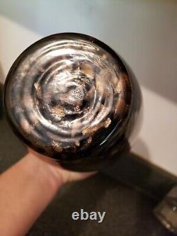 Vintage 9 Vincenzo Nason Black Copper Flecks Inclusions Murano Glass Vase