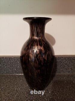 Vintage 9 Vincenzo Nason Black Copper Flecks Inclusions Murano Glass Vase