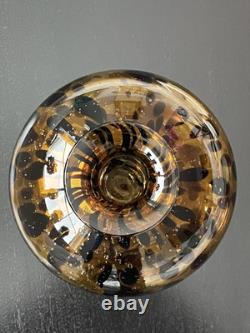 Vintage ART GLASS VASE, Murano Tortoise Shell, Oil Drop Pattern Hand Blown Glass